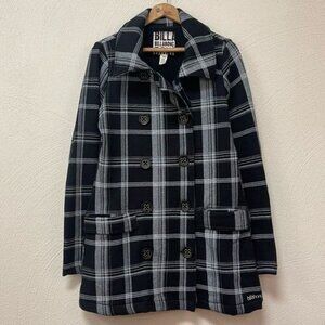 Billabong Black & White Plaid Button Down Jacket Sz Medium
